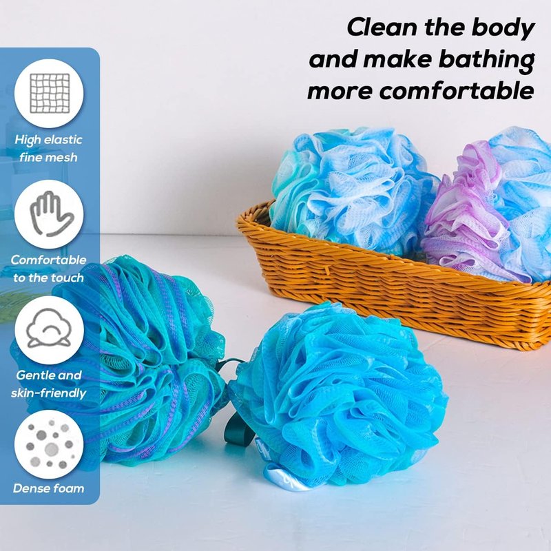 Exfoliating Shower Loofah Sponge Set - 10 Pcs Bath Poufs for Men & Women | Soft, Durable, Ideal for Body Wash
