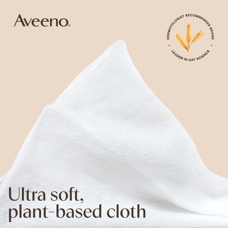 Aveeno Calm + Restore Unscented Makeup Remover Face Wipes, Fragrance Free Facial Cleansing Towelettes with Oat Extract & Calming Feverfew Leave Skin Feeling Soothed, Alcohol Free, 25 ct
