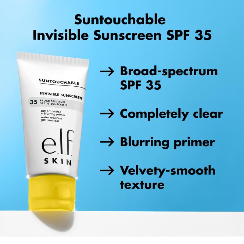 e.l.f. SKIN Suntouchable Invisible SPF 35 Sunscreen - Lightweight Gel for Daily Use | Vegan & Cruelty-Free