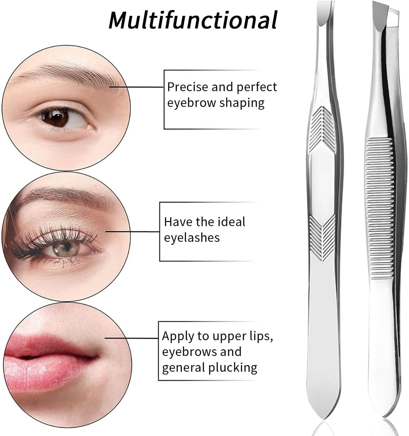 Tweezerman High Precision Stainless Steel Tweezers - Perfect for Eyebrows & Facial Hair Removal | 2 Count