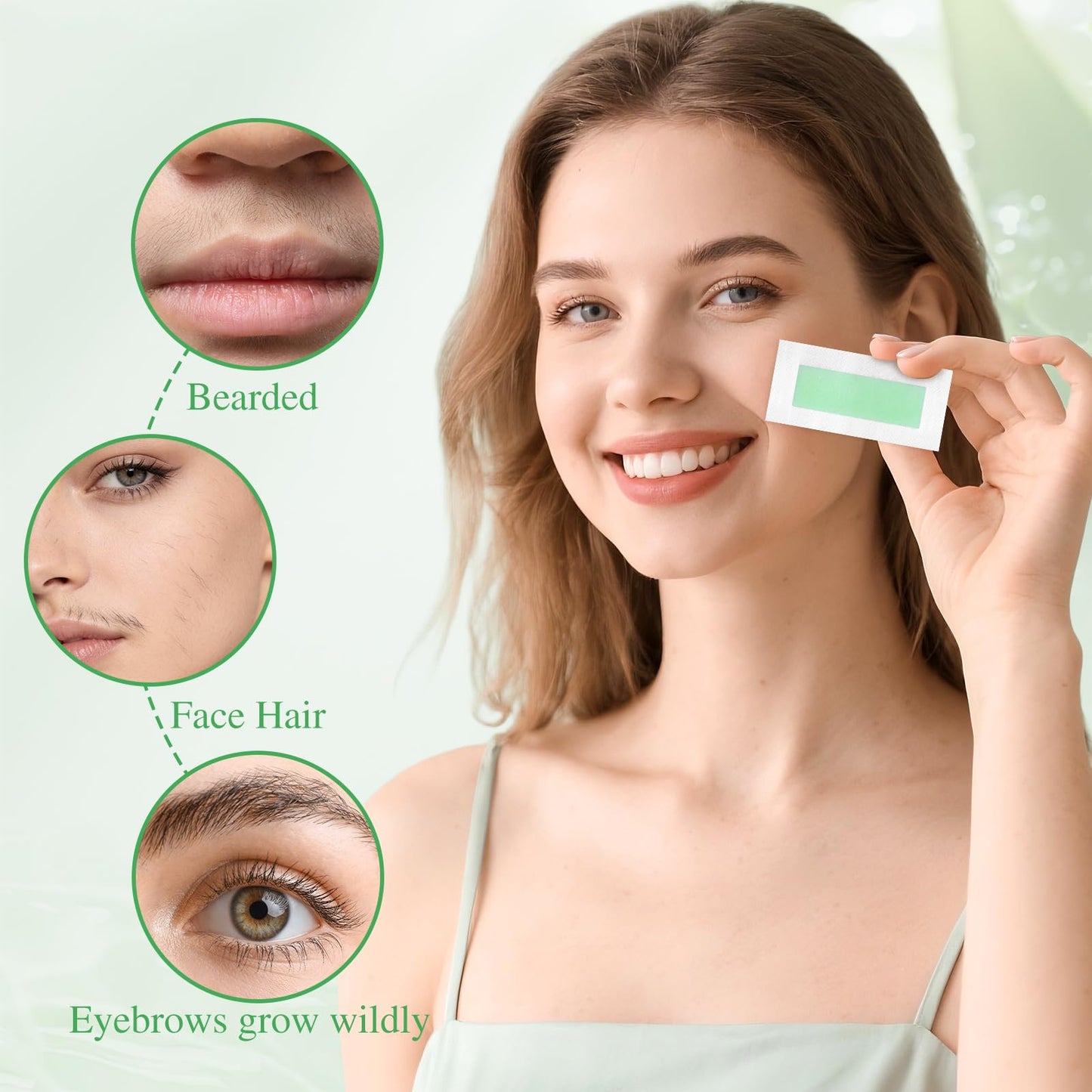 UGODAR 40PCS Facial Wax Strips for Women, Hypoallergenic Natural Face Wax Strips, Gentle Facial Hair Removal with 4 Calming Oil Wipes, Eyebrow Wax Strips for All Skin Types