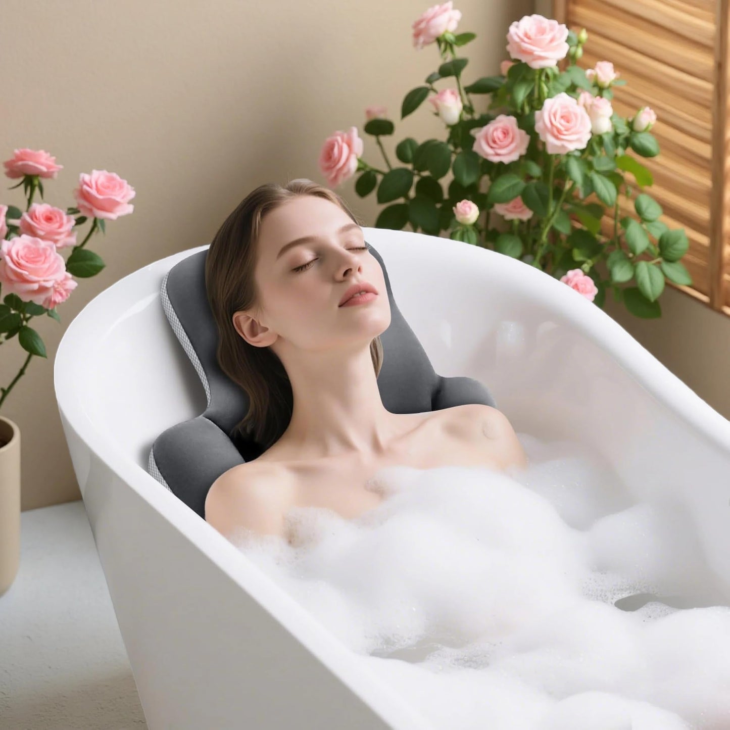 Full Body Bath Pillow for Bathtub, Thick & Luxury Bathtub Cushion with 144 Suction Cups, Bathtub Pillows for Head & Neck, Back Support, Ideal Bath Accessories for Women' Gifts Spa, Soaking, Tub