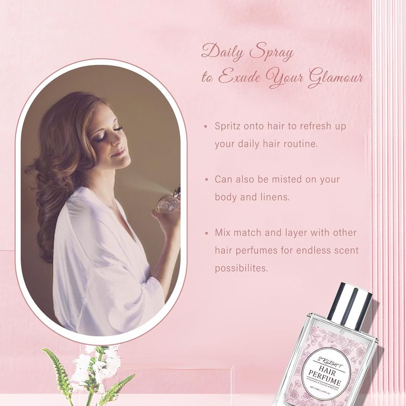 Hair Perfume for Women - Long Lasting Pheromone Mist | Romantic Rose Scent, Hydrates & Nourishes, 50ML