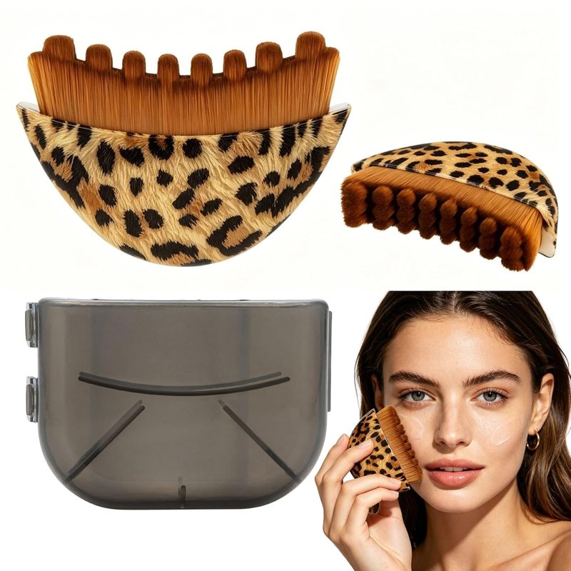 Lymphatic Contour Face Brush - Leopard Print Sculpting & Lifting Tool | Ergonomic Design for Face, Chin & Neck