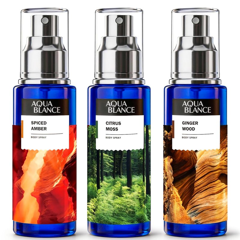 AQUA BLANCE Men's Body Spray - Long-Lasting Fragrance Gift Set | Travel Size 3-Pack, 60ml Each