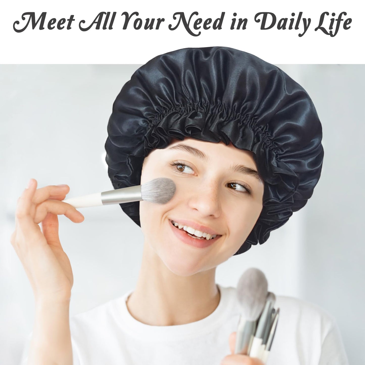 vidsel Silk Bonnet for Sleeping Women, Satin Hair Bonnets for Women, Double Layer Reversible Hair Wrap Lined Sleep Cap for Braid Curly Hair