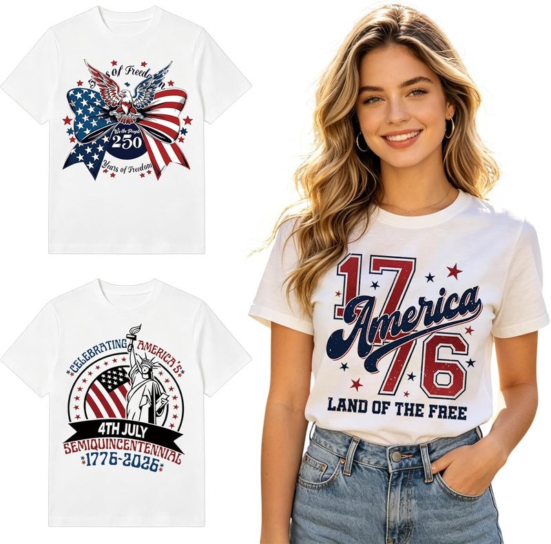 250th Anniversary Iron-On Transfers | Patriotic USA Flag & Statue of Liberty Decals - 3 Sheets for DIY Clothing