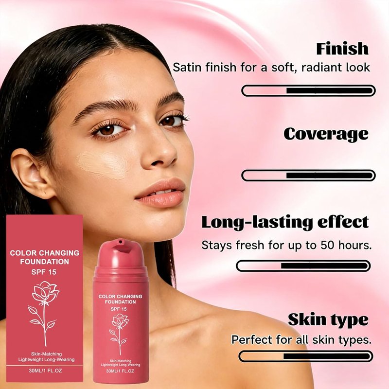 Skiennix Korean Color Changing Foundation - Hydrating Formula for Mature Skin | Conceals Fine Lines (1PC)
