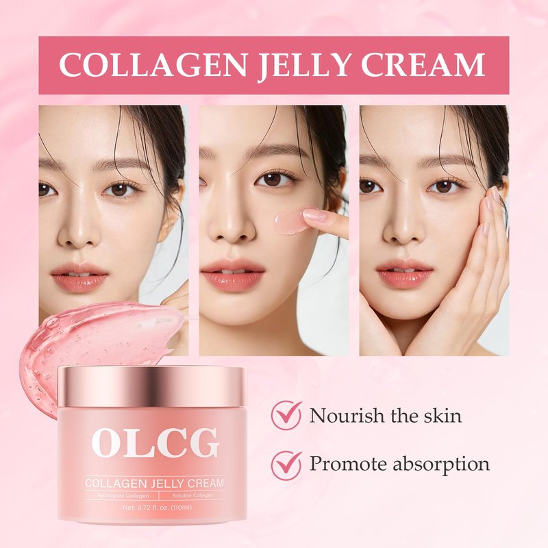 OLCG Collagen Jelly Cream – A Gel-Textured Moisturizing Cream For Radiant And Plump Skin – Contains Hydrolyzed Collagen And Sodium Hyaluronate – Suitable For Daily Use