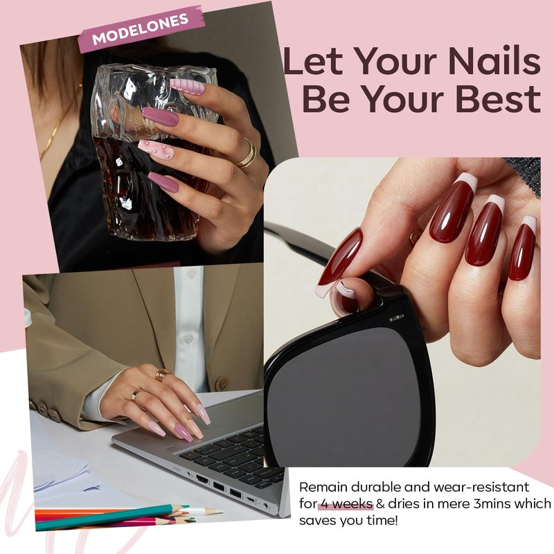 modelones Gel Nail Polish Set 6 Colors White Nude Purple Blue Gel Nail Polish Soak Off LED Manicure DIY Nail Art Salon Home Gift For Women Girl