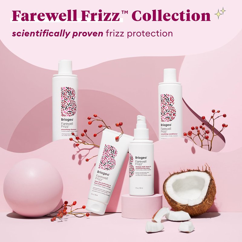 Briogeo Farewell Frizz Blow Dry Perfection & Heat Protectant Crème | Silicone-Free Styling Cream for Frizz Control, Smoothness & Shine | Protects Up to 450°F | Vegan & Cruelty-Free