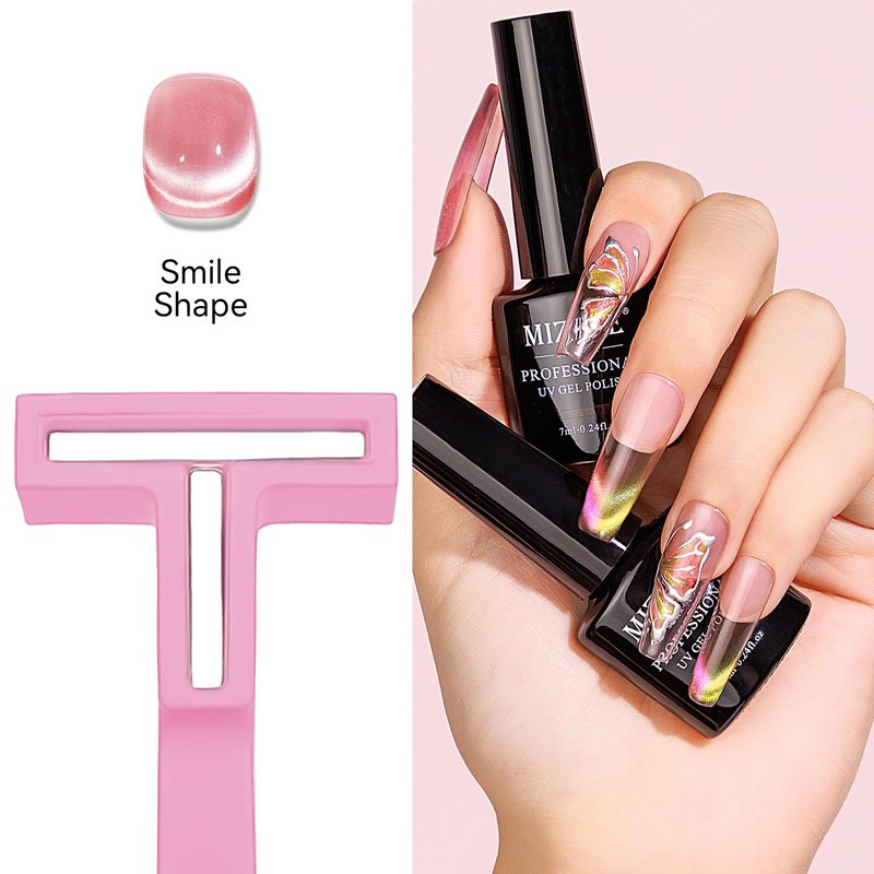 MIZHSE 5 in 1 Nail Magnet Tool, Multifunctional Cat Eye Magnet, Pink Magnet Stick for Magnetic Cat Eye Effect, Nail Art Pen for Nail Design Salon Home DIY