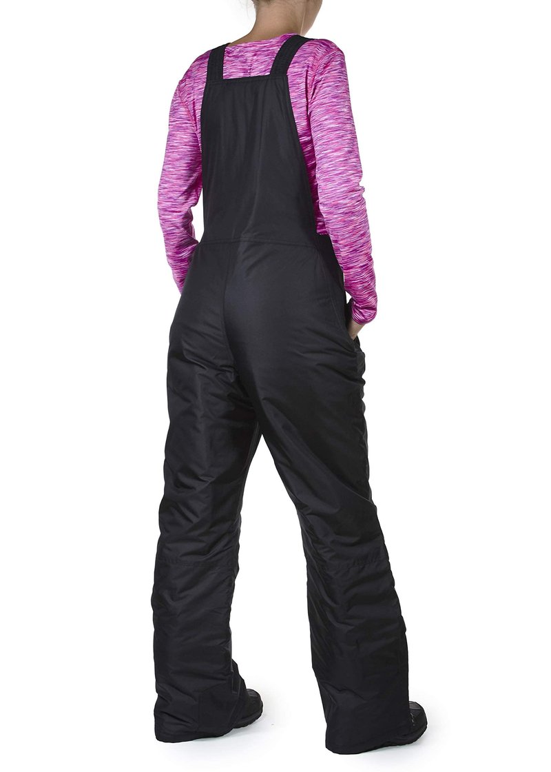 Arctic Quest Womens Ski Snow Bibs Pants Insulated Water Resistant Overalls Snowboarding Winter Waterproof Pants Women, Black, Small