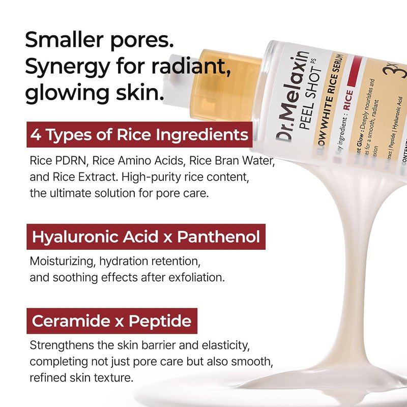 Dr. Melaxin PDRN Serum - Glow Rice Peel Shot for Smooth Skin Texture | 30ml Korean Skincare