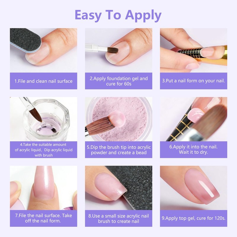 NIQZOPA Acrylic Nail Kit for Beginners: Clear White Pink Powder and Liquid Set - Professional Nails Kit Acrylic Set with Brushes Manicure Tools for Home DIY