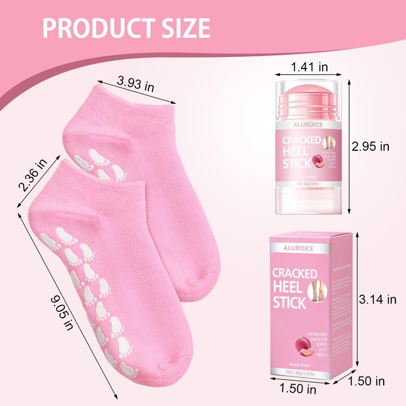 Silicone Moisturizing Socks with Foot Cream- 2 in 1 Gel Socks & Foot Cream for Dry Feet, Foot Care Moisturizing Socks for Dry Cracked Feet Women