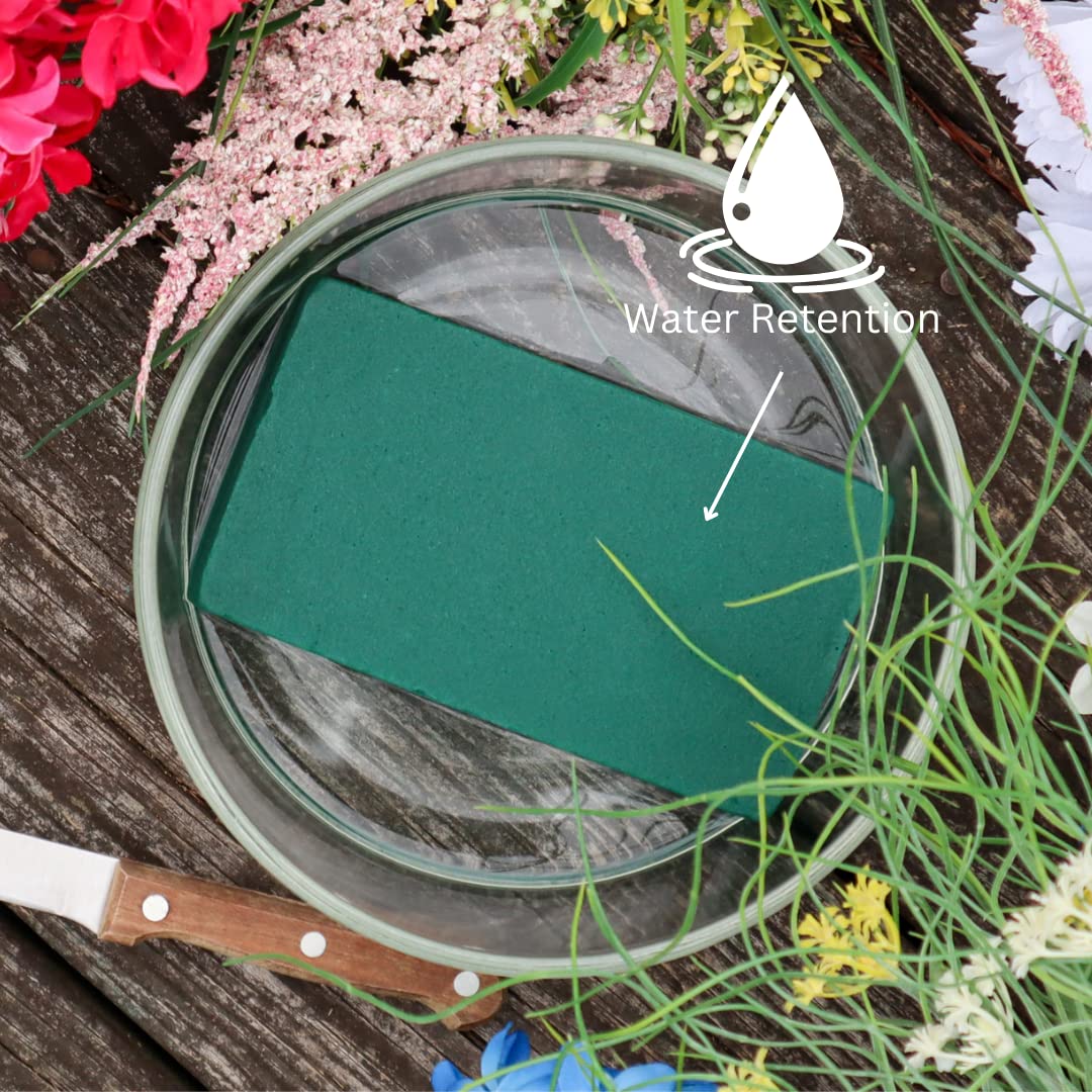 FLOFARE Pack of 3 Floral Foam Blocks Each (6"L x 3.38"W x 1.85"H) Green Wet & Dry Flower Foam for Fresh & Artificial Flower Arrangement, Plant Foam, Florist Supplies for DIYs, Arts, Crafts & Weddings