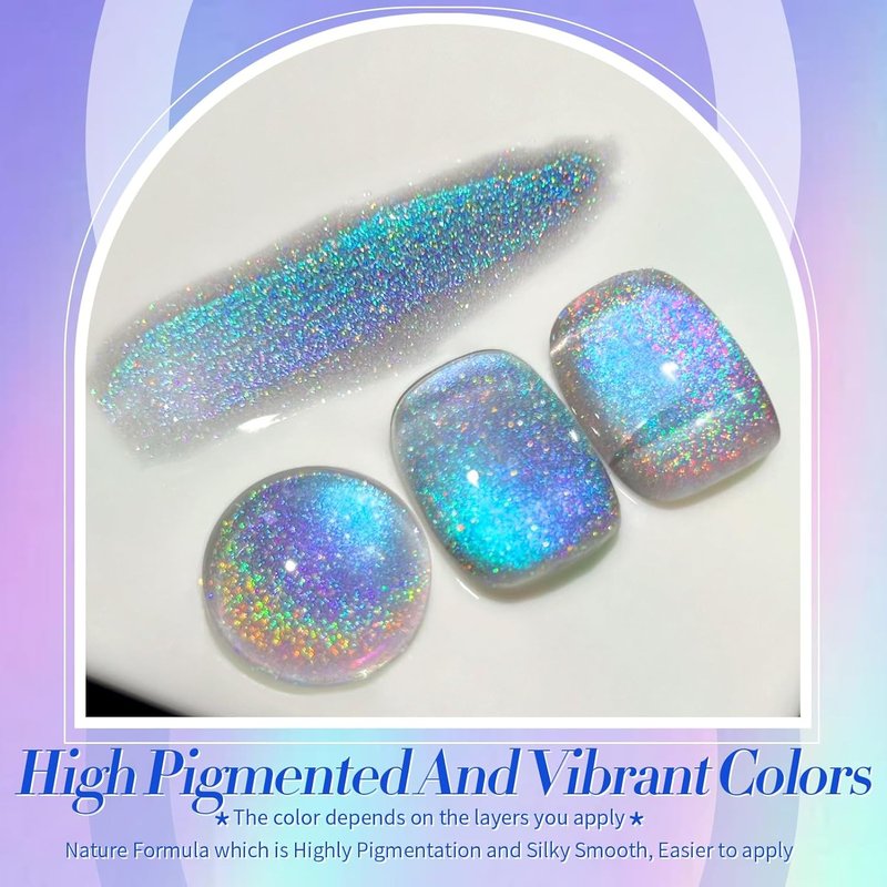 9D Cat Eye Magnetic Gel Nail Polish - Holographic Rainbow Colors | Blue & Purple, 15ML for Stunning Nail Art