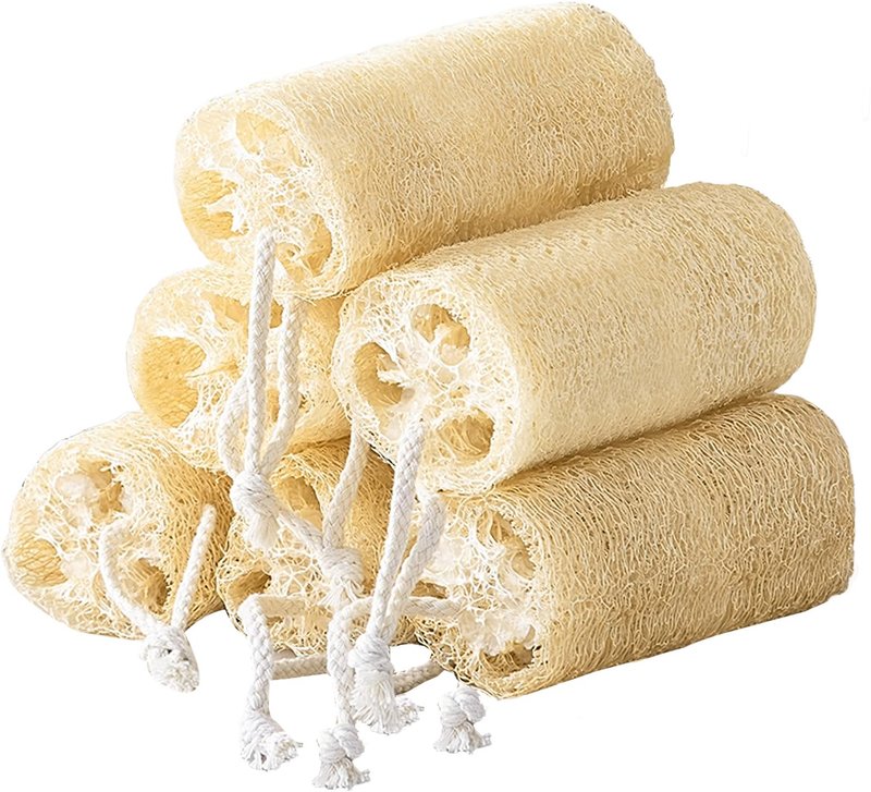 Dismok Loofah Exfoliating Body Scrubber, Natural Egyptian Loofah for Body & Face, Scratch-Free, Eco Friendly Shower Loofah for Women & Men (6-Pack)