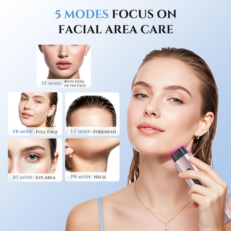 Microcurrent Facial Device - 5-in-1 Skin Tightening & Lifting Machine | 5 Color Light Therapy for Face, Neck & Eyes