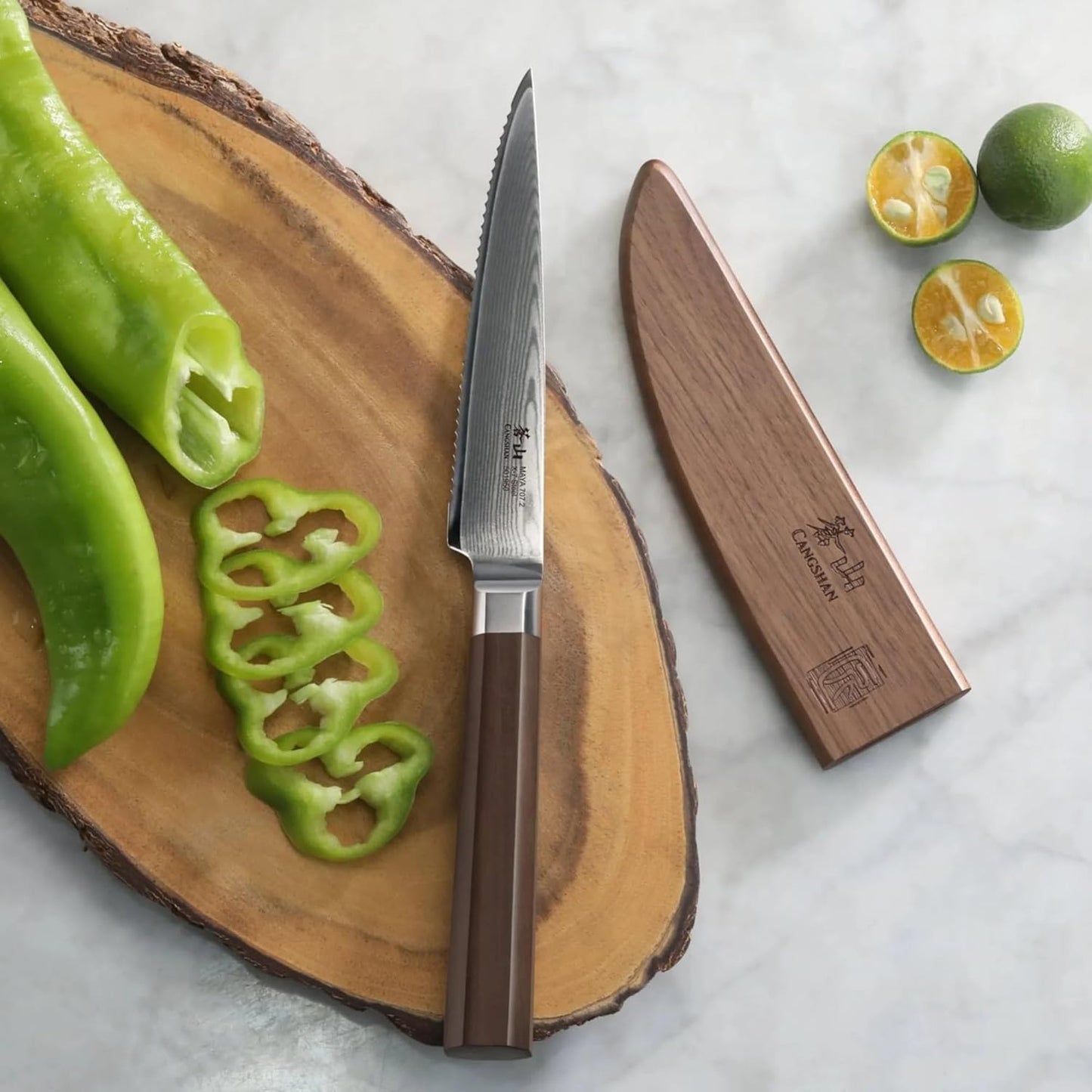 Walnut Magnetic Knife Sheaths - Saya Style Blade Protection for 5-Inch Knives