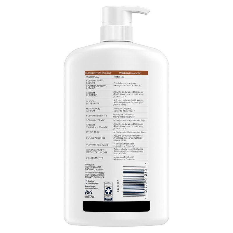 Ivory Body Wash, Designed for the Whole Family, Gentle Formula, Free of Dyes Heavy Perfumes Parabens Phthalates & Silicones, Coconut Scent, 35 oz