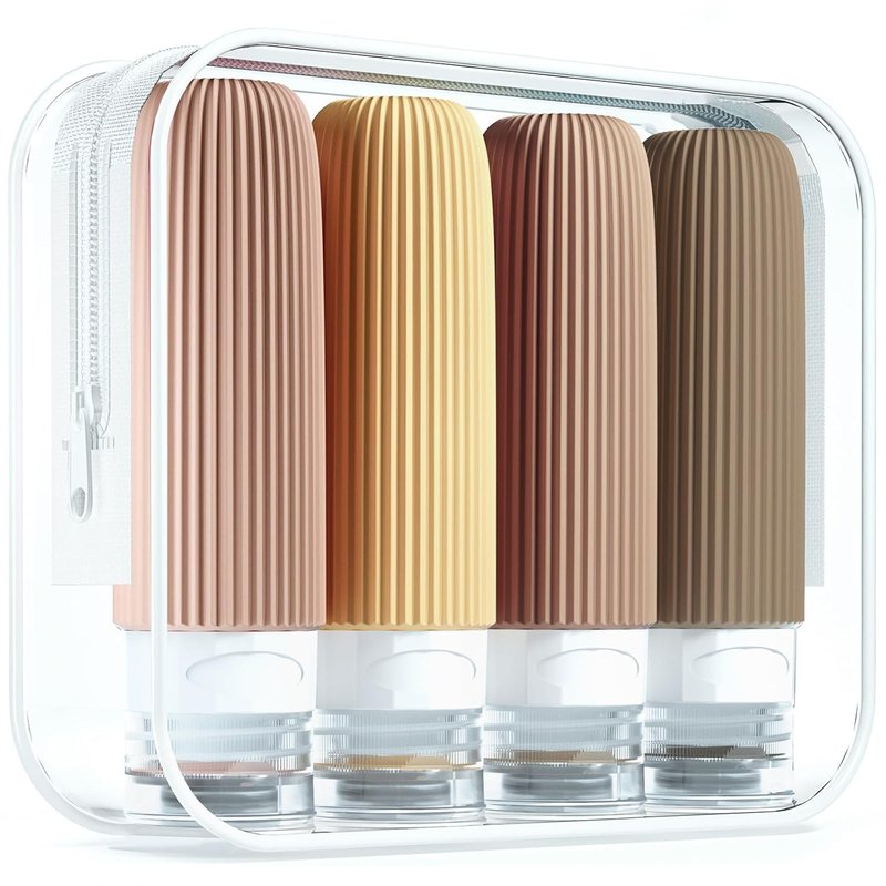 Mrsdry Travel Bottles - TSA Approved 3oz Leak-Proof Silicone Toiletry Containers | BPA-Free, 4 Pack