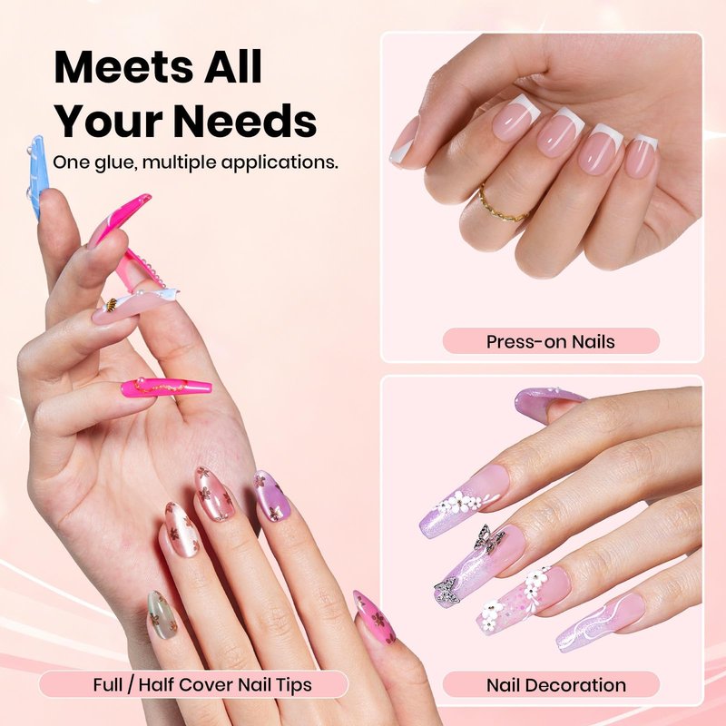 Beetles Super Strong Nail Glue 10g for Press On Nails, No Uv Lamp Needed, Quick Drying, Long Lasting, Easy Control Semi Solid Nail Glue for False Acrylic Nails