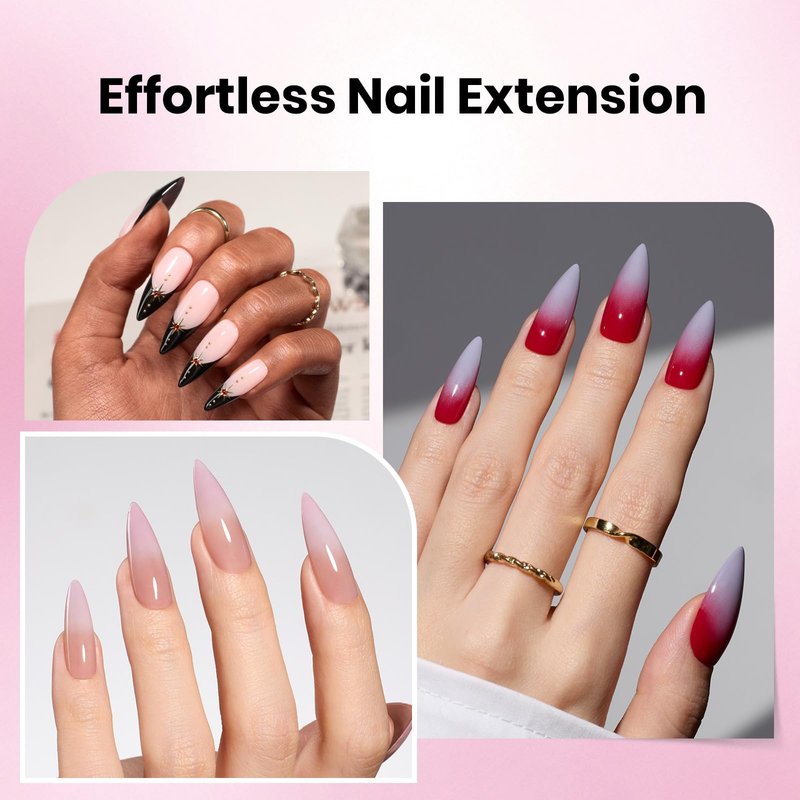 Beetles Tipex Lite Pre-Built Apex Gel Nail Tips, Stiletto Medium, 256pcs Value Pack, 16 Sizes, Flat-Nail Friendly Acrylic Tips for Natural Nail Beds, Easy for Beginner DIY