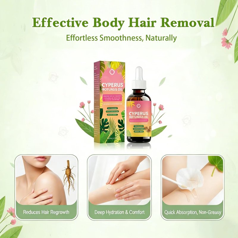 Natural Cyperus Rotundus Oil for Hair Removal - Soothes Skin & Hydrates | 2 fl oz