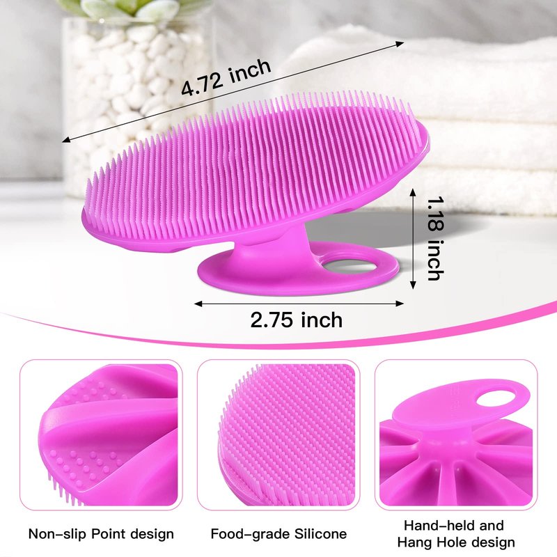 INNERNEED Food-Grade Soft Silicone Body Cleansing Brush Shower Scrubber, Gentle Exfoliating and Massage for All Kinds of Skin (Purple)