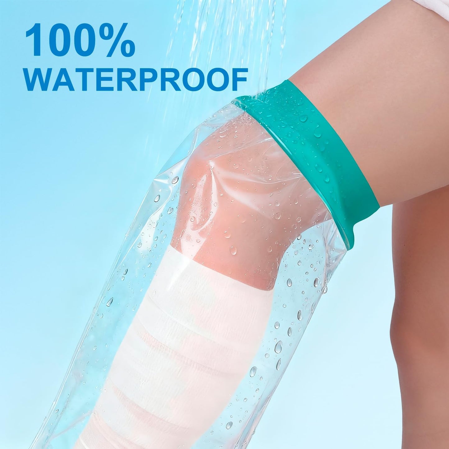 CIVJET Waterproof Leg Cast Cover for Shower Adult – Reusable Leg Cast Protector with Soft Ring Seal, Leakproof Cast Covers for Showering Foot Knee Leg Surgery, Shower Boot for Injury Recovery Use
