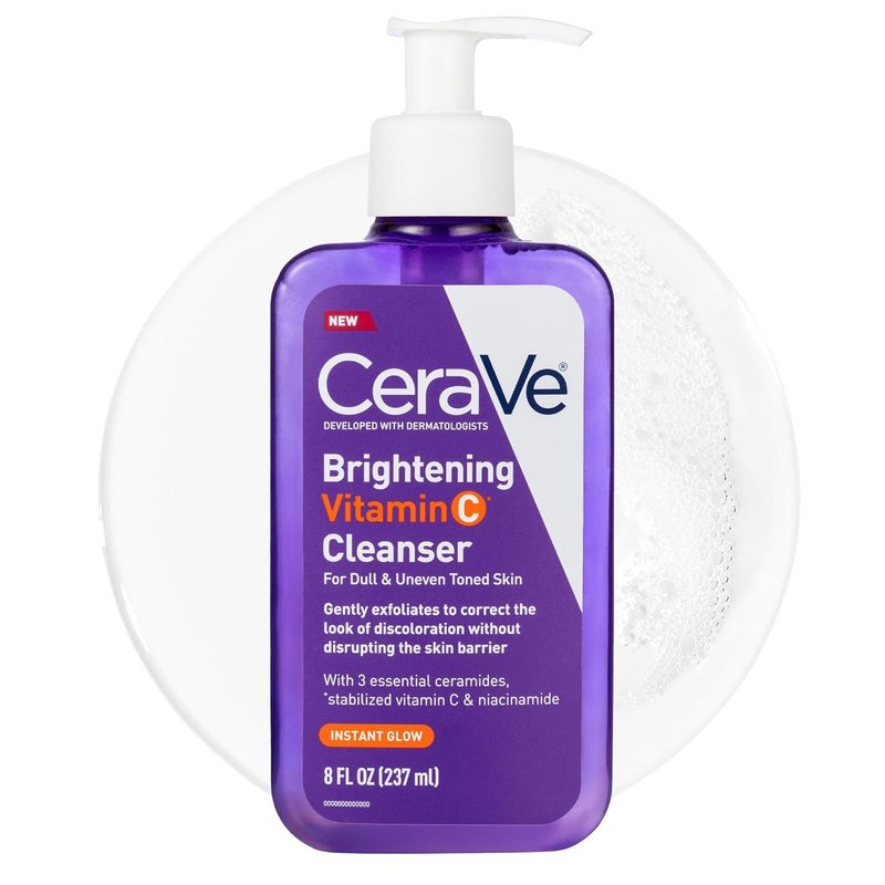 CeraVe Brightening Vitamin C Facial Cleanser - Hydrating & Exfoliating for Dull Skin | 8oz