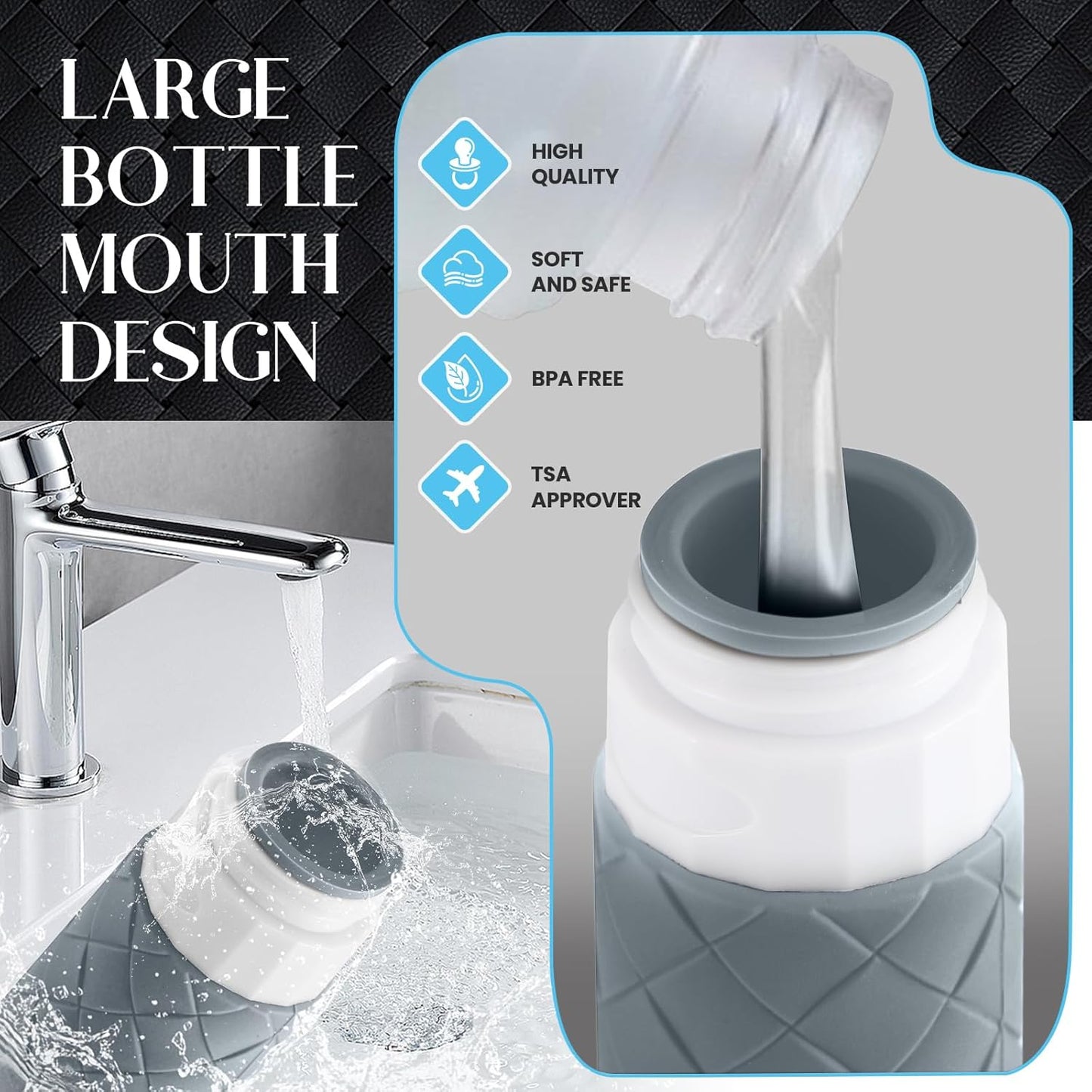 Travel Bottles for Toiletries - TSA Approved Silicone Containers | BPA Free, Leak Proof, Refillable - Navy Blue