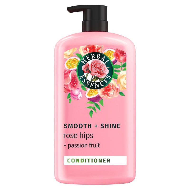 Herbal Essences Conditioner, Rose Hips + Passionfruit - Smooth Collection, Shiny Hair with Vitamin E & Jojoba, Safe for Color Treated Hair, Floral Scent, Cruelty-Free, Dermatologist-Tested, 29.2 Fl Oz