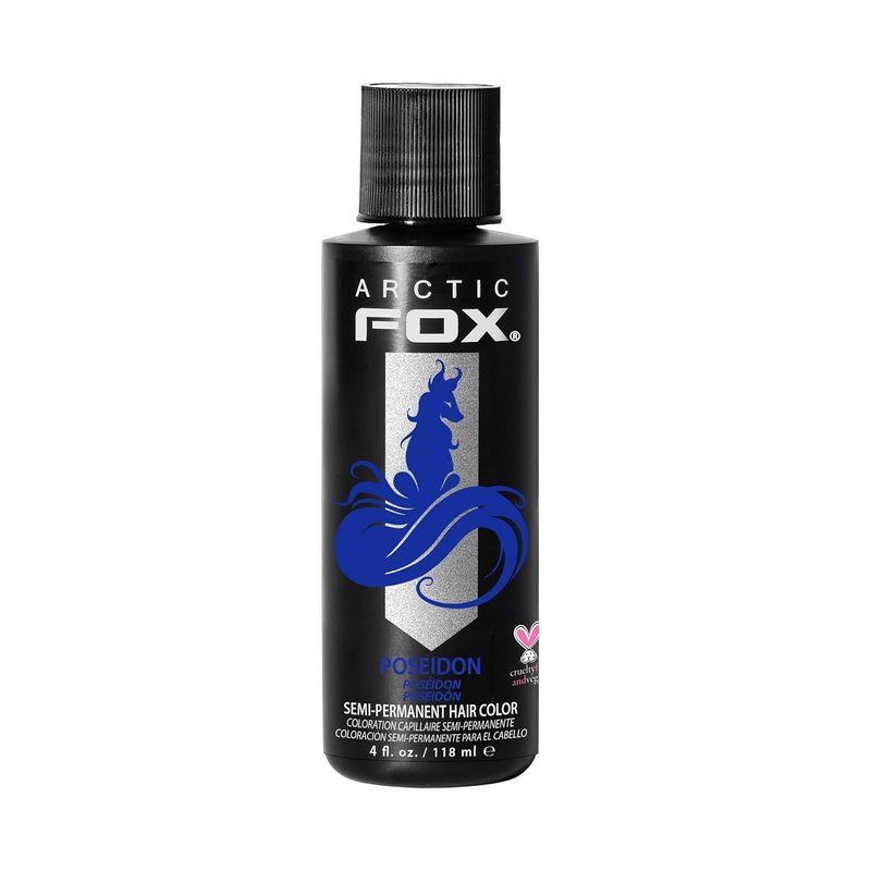Arctic Fox Semi-Permanent Hair Dye - Vegan Conditioning Color Cream, Poseidon Blue, 4 Fl Oz