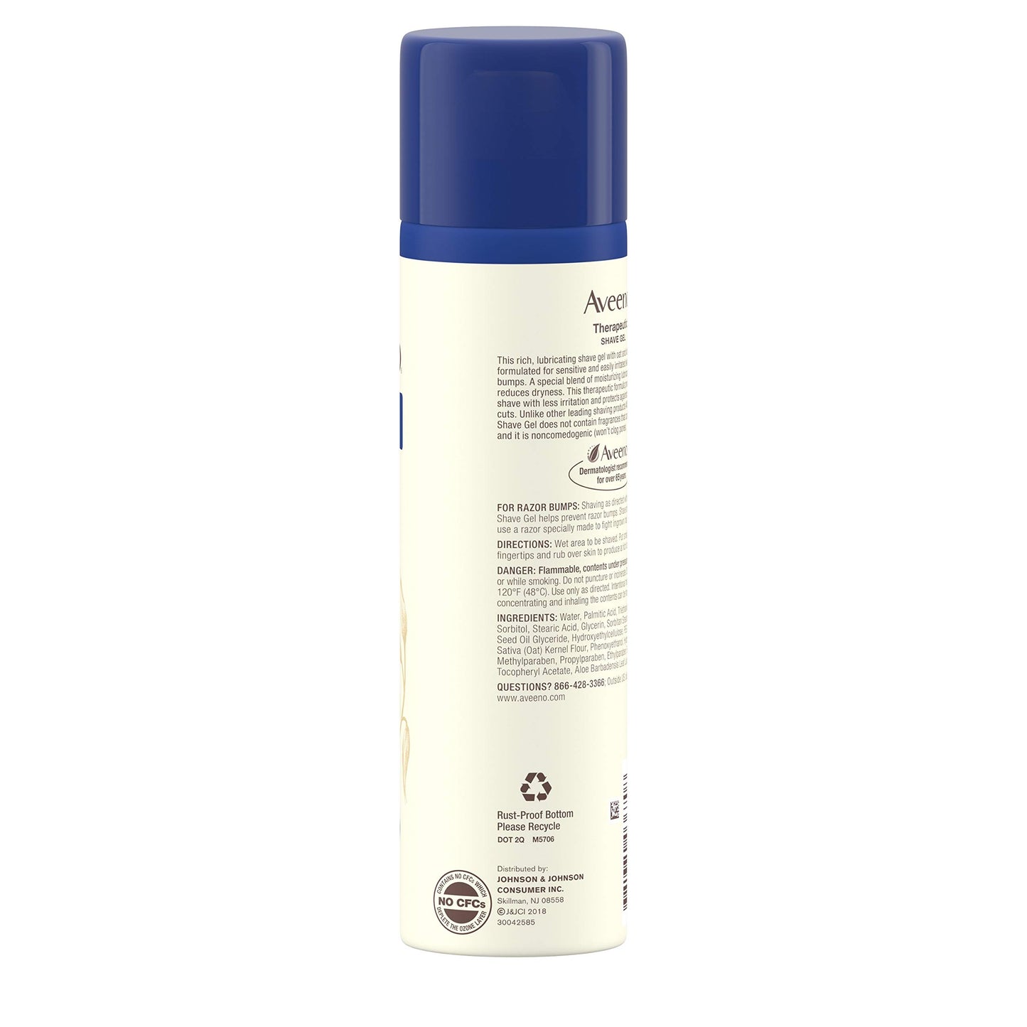 Aveeno Therapeutic Shave Gel with Oat and Vitamin E to Help Prevent Razor Bumps and Soothe Dry and Sensitive Skin, No Added Fragrances and Non-Comedogenic, 7 oz