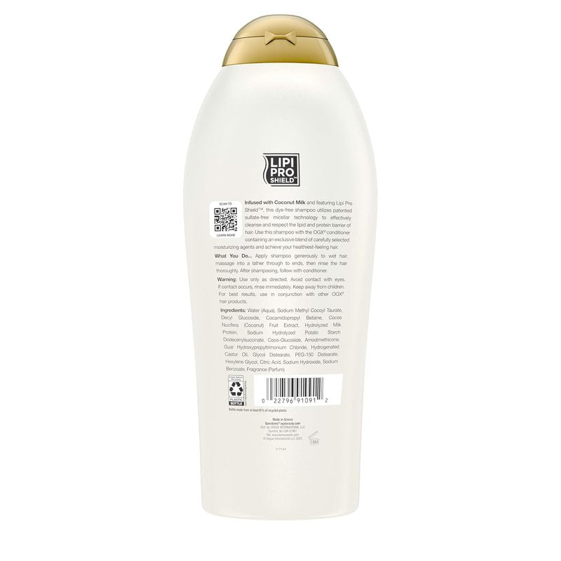 OGX Nourishing Coconut Milk Shampoo - Hydrating & Restoring Formula for Soft, Moisturized Hair | 25.4 fl. oz