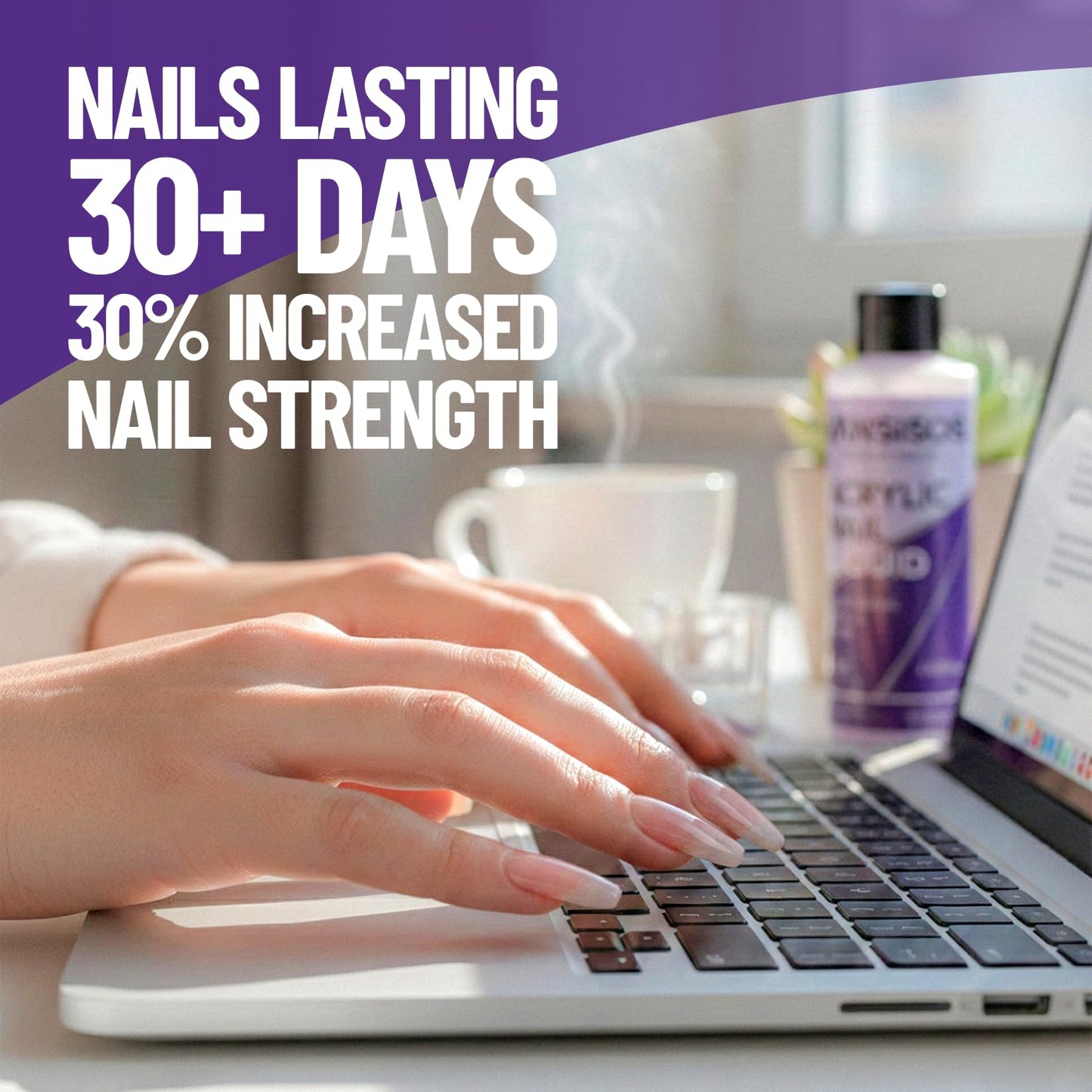 VANSISOS Monomer Acrylic Nail Liquid: 120ml EMA Low Odor Monomer Acrylic Liquid for Nails with Brush Ideal for Beginners Perfect for Salon and Home Use