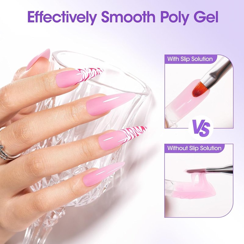 Gellen Slip Solution for Polygel Nails - 473ml Anti-Stick Liquid with Pump Bottle | Nail Brush Included