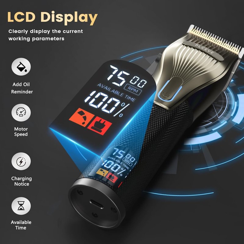 Skiennix Hair Clipper - Professional Electric Hair Cutting Set with 7500RPM Motor & LCD Display | Cordless Grooming Kit for Men