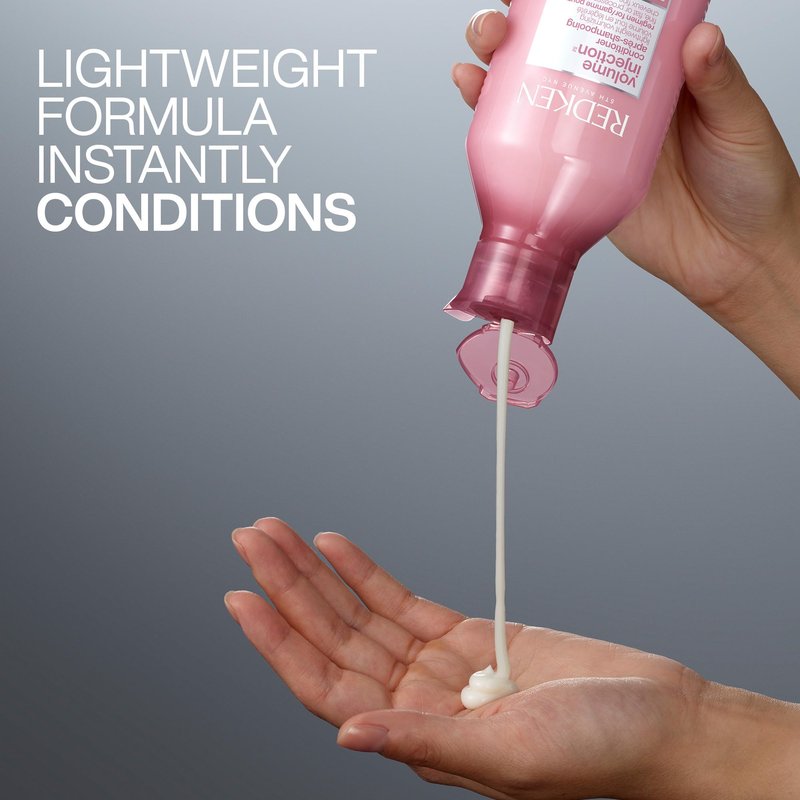 Redken Volume Injection Conditioner, Lightweight Volume Conditioner For Fine Hair, Detangles and Adds Volume & Body to Flat Hair, Soft, Shiny Finish, Paraben Free, 10.1 fl Oz