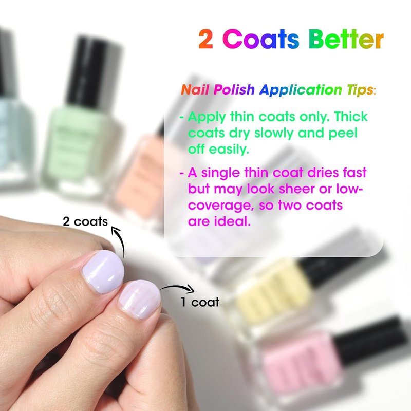 GELLEN Pastel Nail Polish - Quick Air Dry Non-Gel Formula | 6-Color Macaron Set for Finger, Toe & Fake Nails