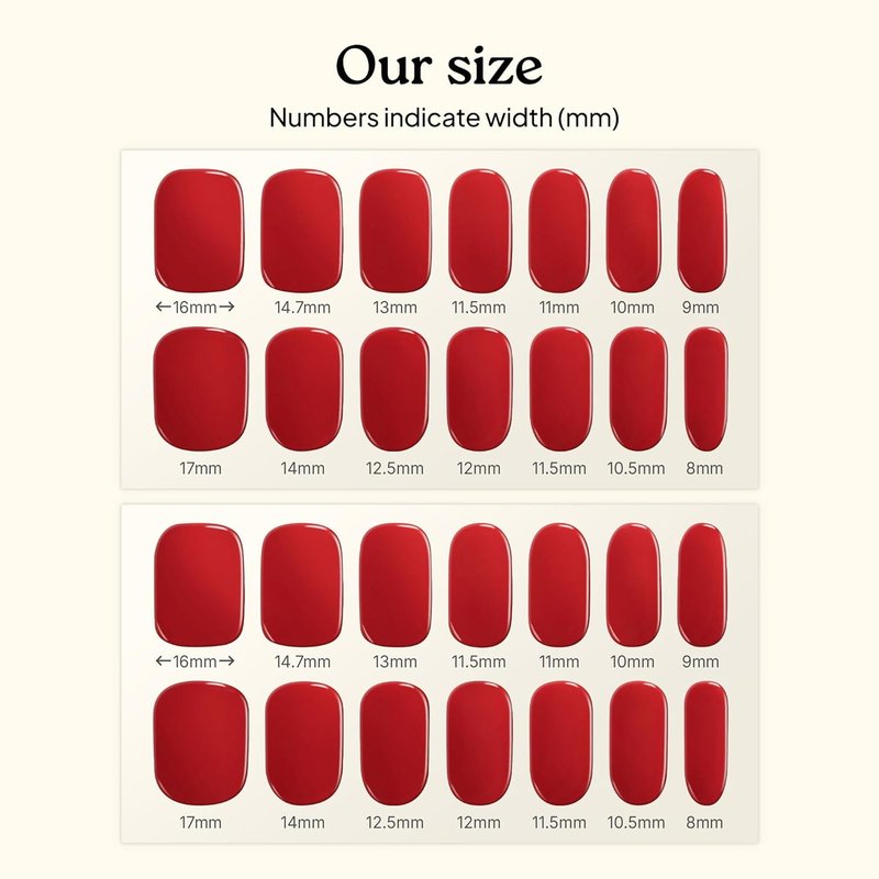 Heyhae Semi Cured Gel Nail Strips | No LED Lamp Needed | Solid, Red | Easy Apply & Remove, Salon Quality | Includes 28 Strips, 1 Prep Pads, Nail File & Wooden stick - Hey, Cherry on Top