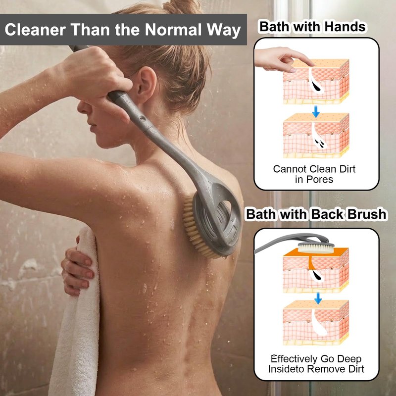 Gobiteli Back Scrubber,20.4" Detachable Long Handle Back Washer for Shower,Shower Brush for Body for Men,Women
