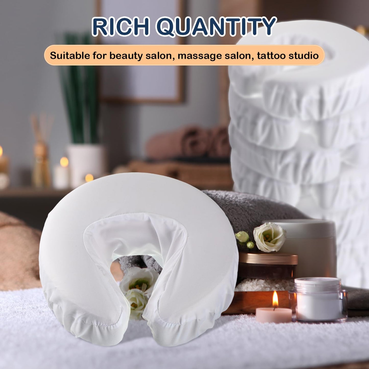 Tatuo 12 Pcs Face Cradle Covers for Massage Head Rest Microfiber Reusable Soft Thicker Massage Table Face Covers Oil Proof Headrest Cradle Sheets for Spa Beauty(White)