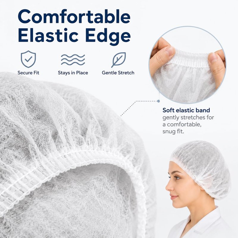 Disposable Bouffant Caps, 21inches Hair Net, Elastic Dust Cap for Food Service, Cooking, Salon,Spa,Spray tans, Restaurant,Industry,Garden,Kitchen Head Cover (White)