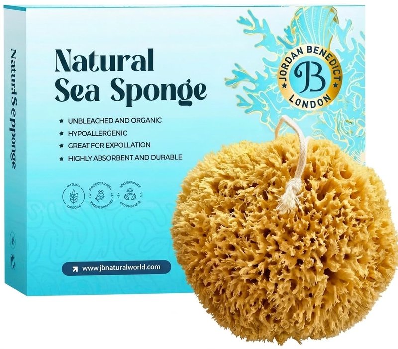 Natural Sea Sponge for Shower, Honeycomb Bath Sponge with Rope, Soft Organic Exfoliating Body Sponge, Natural Sea Sponge for Bathing and Shower (Small, Pack of 1)