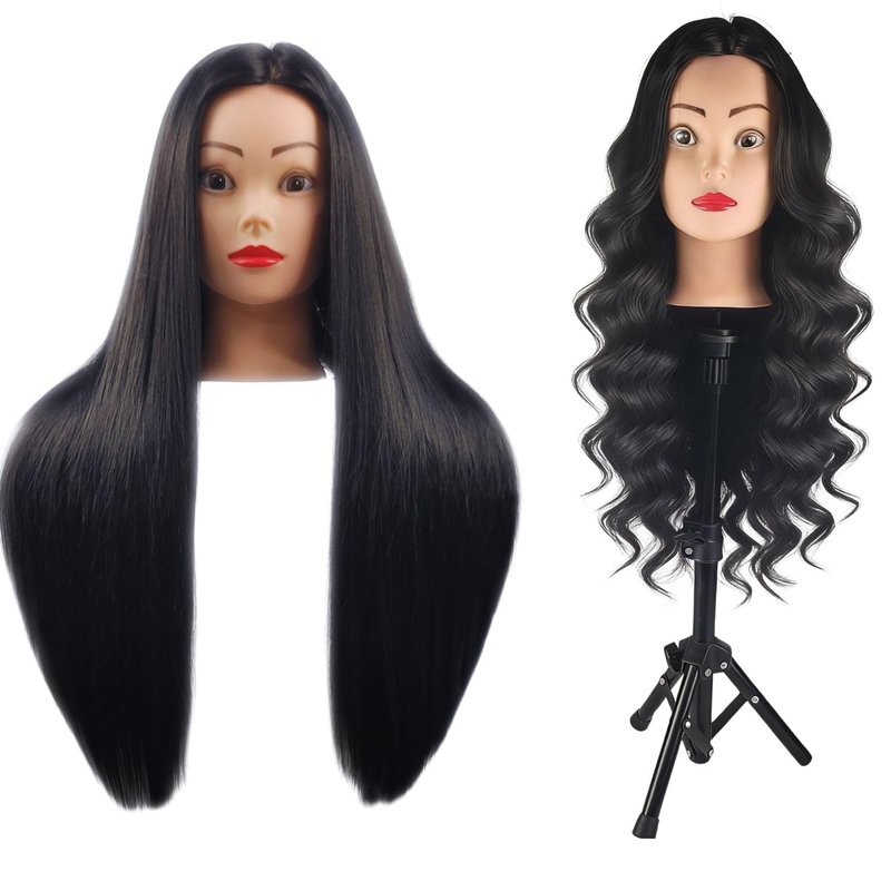 Mannequin Head with 28 inch Hair to Practice Hairstyling Braiding Cosmetology Training Head Mannikin Doll Head for Hairdresser Beginner Learning Teaching