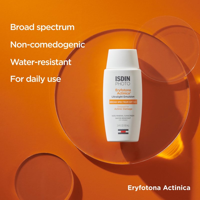 ISDIN Eryfotona Actinica SPF 50+ (3.4 Fl Oz) | Mineral Sunscreen for Face with Zinc Oxide | 100% Mineral UV Filters | No White Cast, Suitable for Sensitive Skin, Dermatologist Recommended